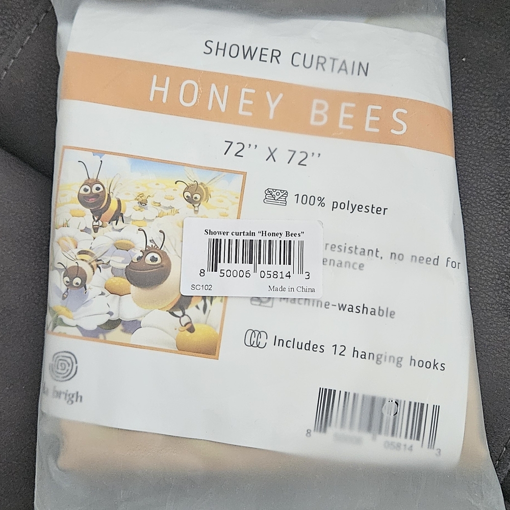Honey Bees Shower Curtain - White and Orange